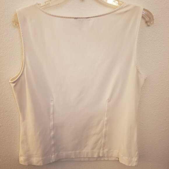Nik + Zoe White Cotton Blend V Neck Tank w/Corset Waist Details XL EUC - Picture 5 of 8